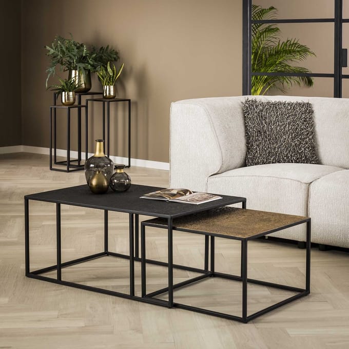 AnLi Style Salontafel set/2 rechthoek iron metallic