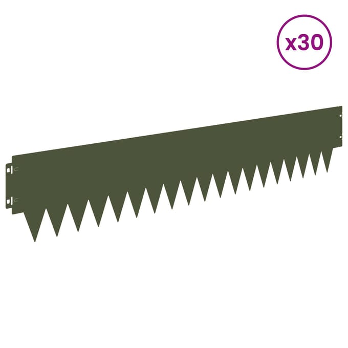 vidaXL - Gazonrand - 30 - st - 103 - x - 20 - cm - Staal - Olijfgroen