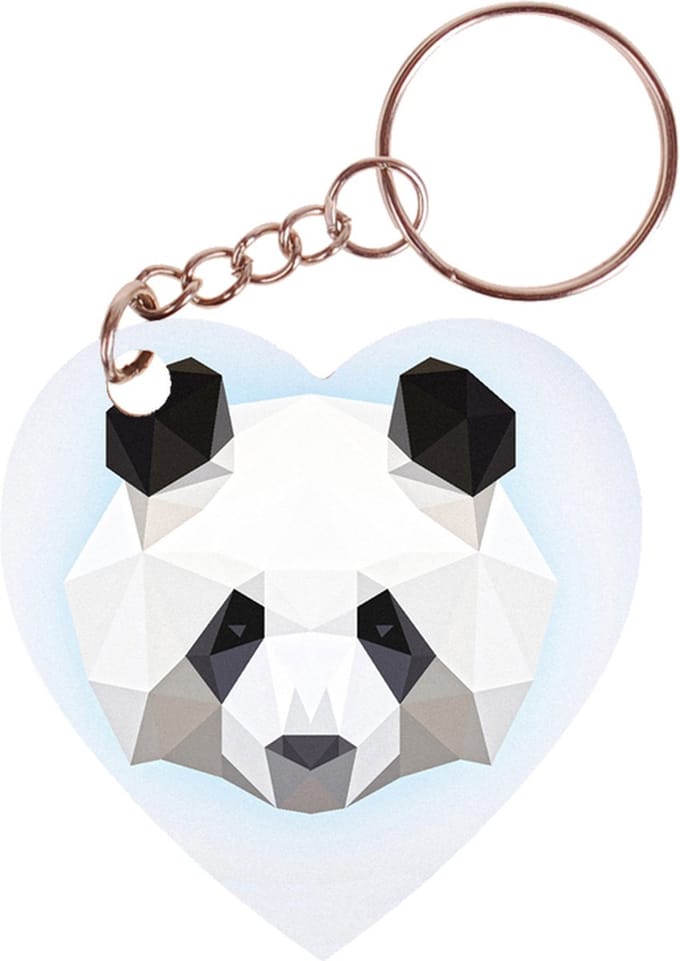 Sleutelhanger hartje 5x5cm - Panda