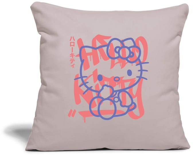 Hello Kitty Met Graffiti-Stijl Lettertype Sierkussenhoes, 45 x 45 cm