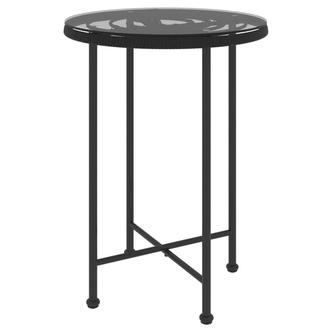 vidaXL - Eettafel - Ø55 - cm - gehard - glas - en - staal - zwart