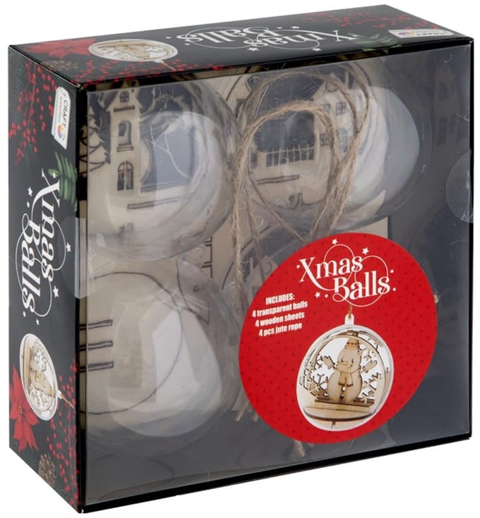 Craft Sensations kerstballen acryl decoratie set 7 cm 4 stuks kerstboom.