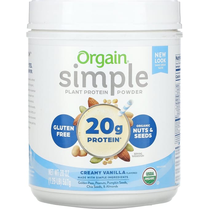 Orgain, poudre de protéines simple à base de plantes, vanille crémeuse, 567g (20 oz)