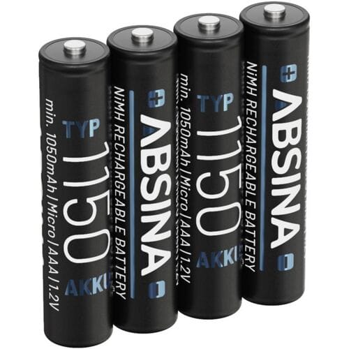 Absina Oplaadbare AAA batterij (potlood) NiMH 1.2 V 4 stuk(s)