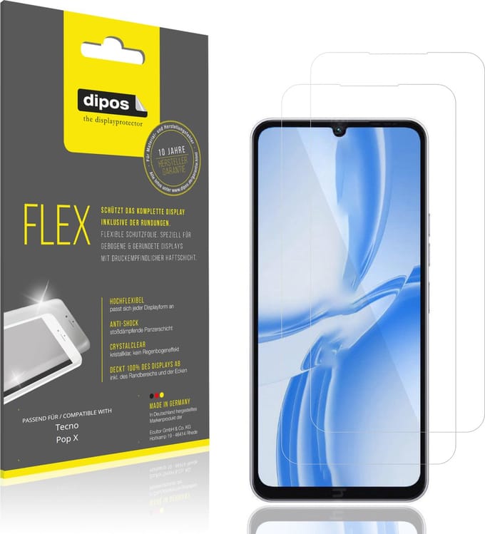 dipos – 2x Beschermfolie geschikt voor Tecno Pop X | 3D Full Cover Screenprotector | 100% Passend