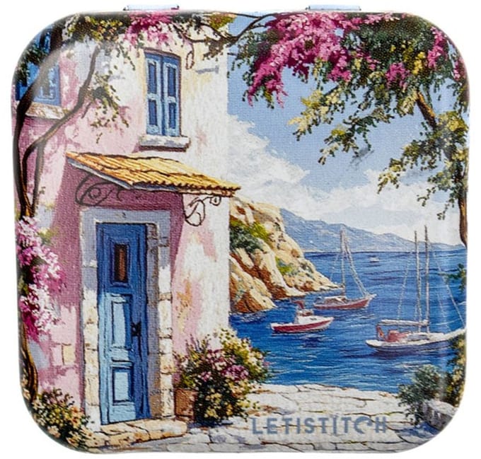 Naaldendoosje LETI - Metalen doosje Mediterranean Coast - letistitch