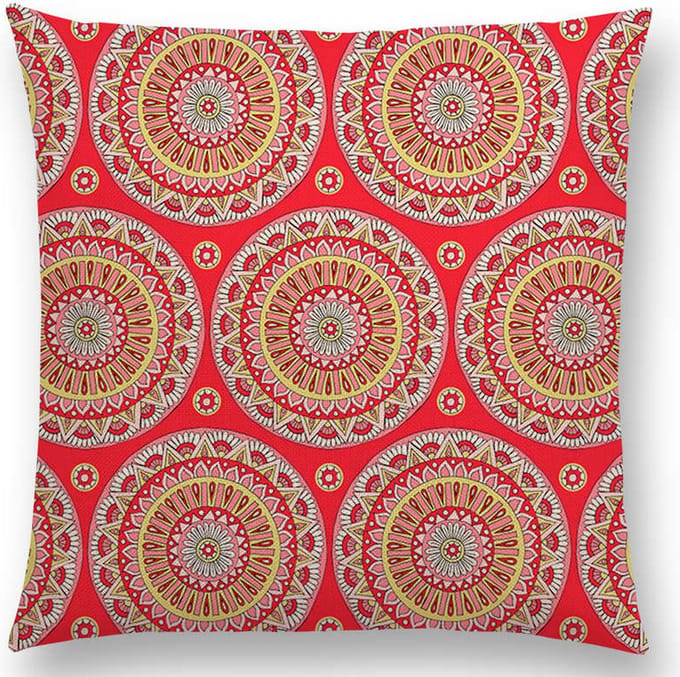 Mandala kussenhoes Red Sun – DUBBELZIJDIG BEDRUKT - Soft Touch – 45x45 cm