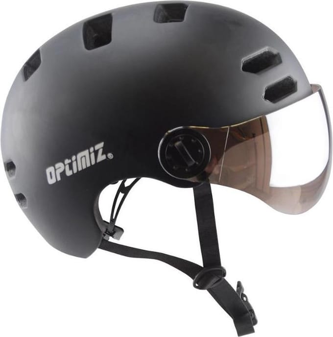 Optimiz fietshelm met vizier CE EN 1078 - ebike - mat zwart M (55-58 cm)