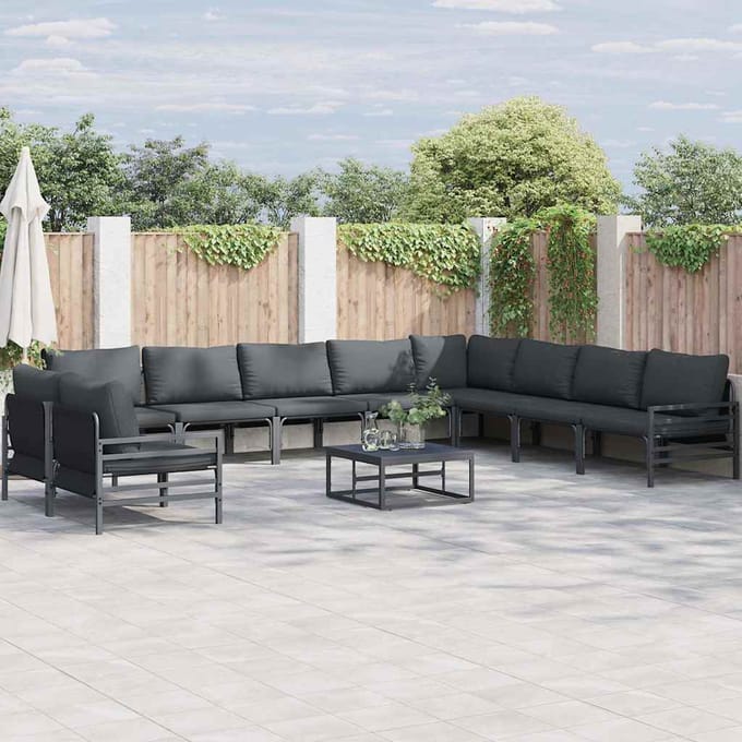 vidaXL - Tuinbank - Set - 11 - st - Zwart - Staal