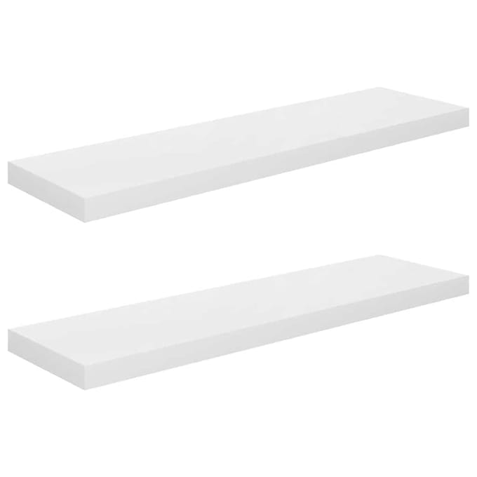 vidaXL - Wandschappen - zwevend - 2 - st - 90x23,5x3,8 - cm - MDF - hoogglans - wit