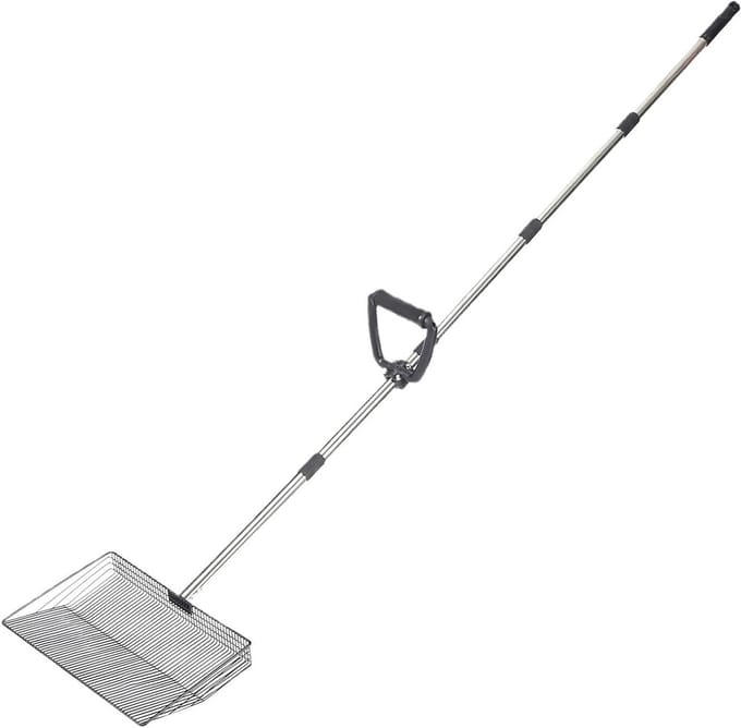 Uitwerpselen Schep - Mestzeef Opruimer - Stallen Reinigen - Uitschuifbare Steel - 397 cm - Metaal