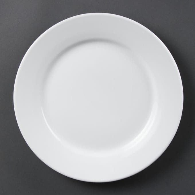 Olympia Whiteware borden met brede rand | 25 Ø cm | 12 Stuks