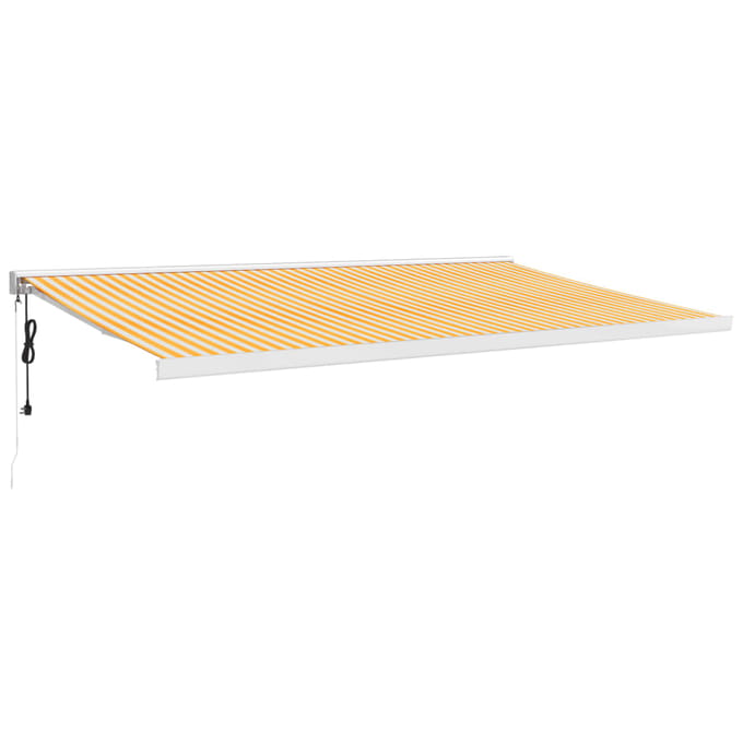 vidaXL - Luifel - uittrekbaar - 5x3 - m - stof - en - aluminium - geel - en - wit