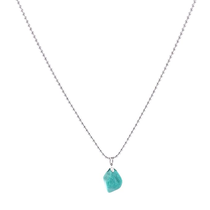 dames ketting ballchain RVS turkoois steen