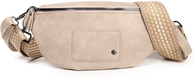 Crossbodytasje met geweven schouderriem, naturel, Neede