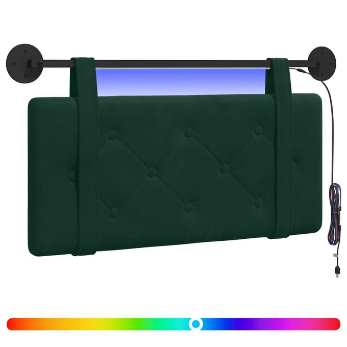 vidaXL - Hangend - hoofdbord - Met - LED-verlichting - Donkergroen - Fluweel