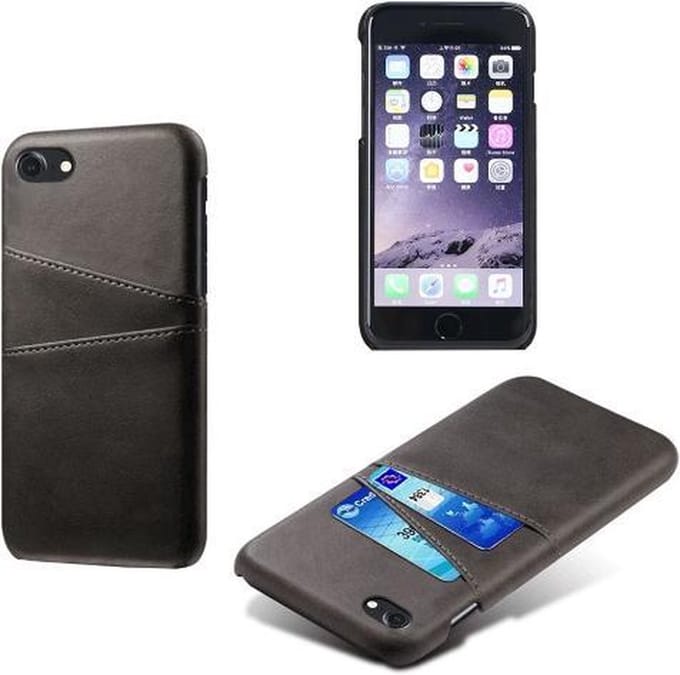 Hybride Back Cover met 2 Opbergvakjes voor iPhone 7 _ Zwart