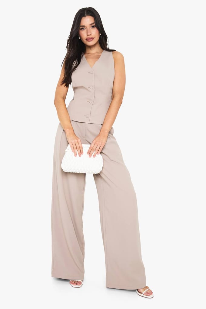 boohoo Dames Tall Getailleerd Vest | Taupe | Maat: 8