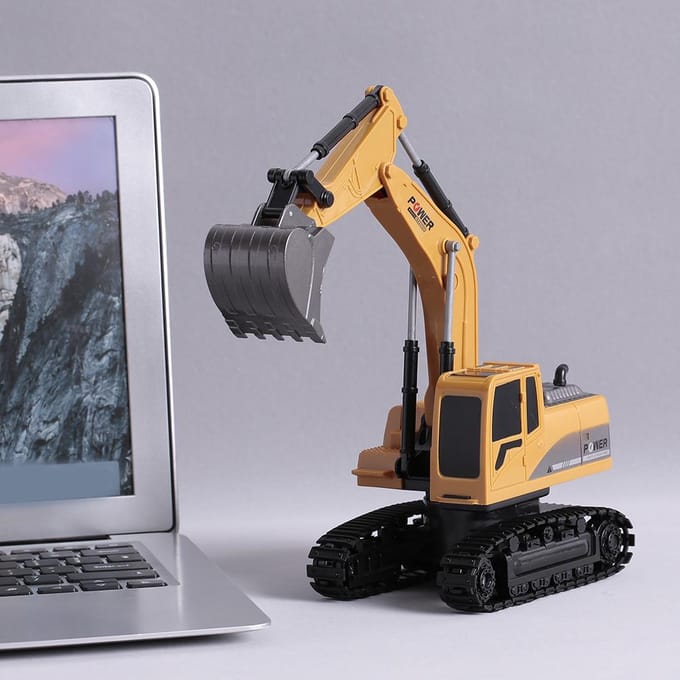 1/24 RC Graafmachine RC Auto Bouw Tractor Metalen Schep Kinderspeelgoed met Licht & Geluid plastic version geel