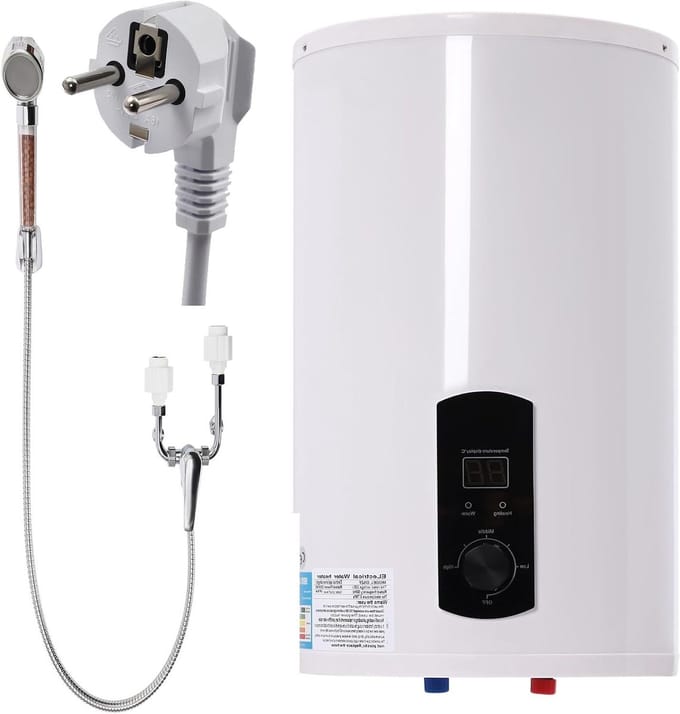 Elektrische Boiler - Warmwaterboiler Plat - Direct Warm Water - Plat Design LED Display - 50L 70cm - Wit