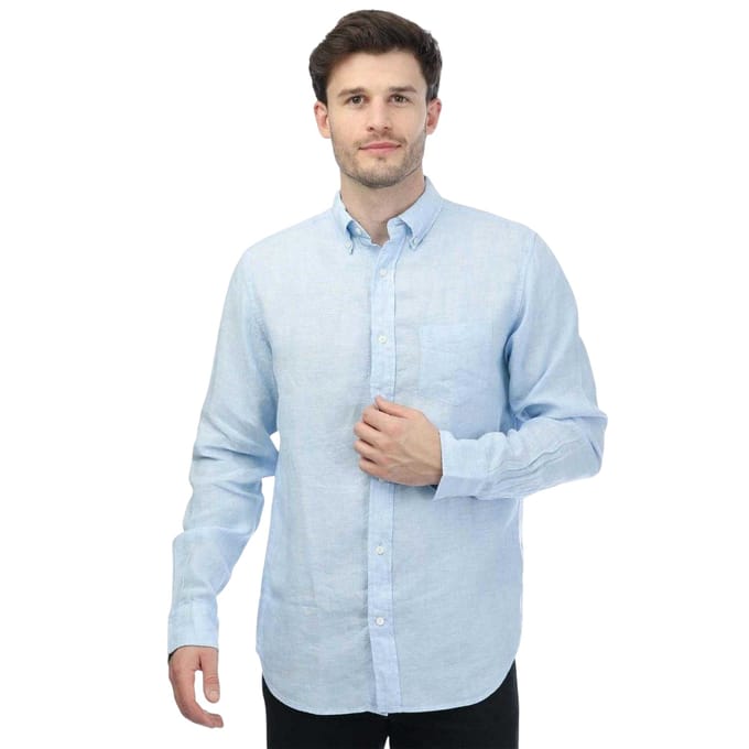 Gant Heren Linnen Normaal Overhemd (Blauw)