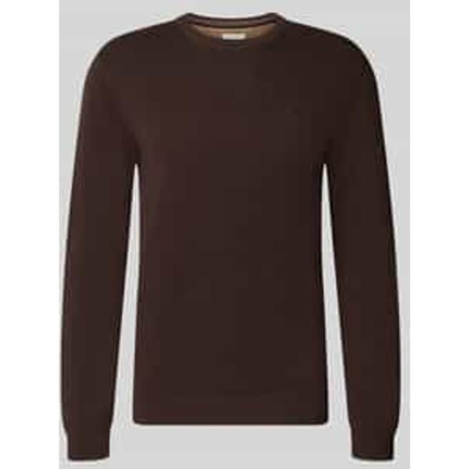 Tom Tailor - Basic gebreide trui van katoen - Maat M - dark chocolate brown melange