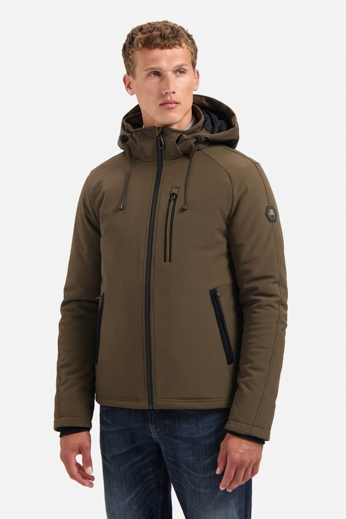 No Excess Jacket Short Fit Hooded Softshell Stretch Taupe Größe: S | Winterjacken Outlet | Herren | Schwarz