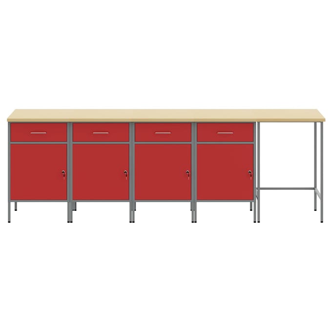 vidaXL - Werkkast - Set - met - lade - met - opslag - 5 - st - Rood - en - Grijs