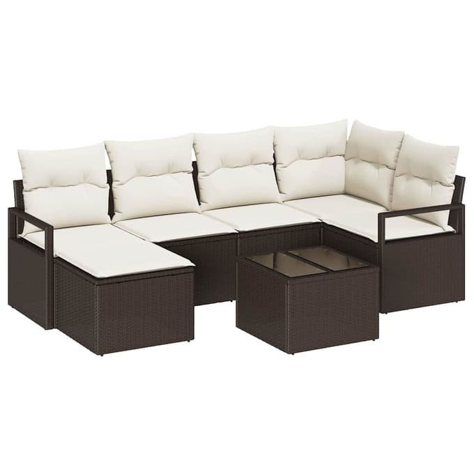 vidaXL Bankstel 7 st Bruin poly rattan