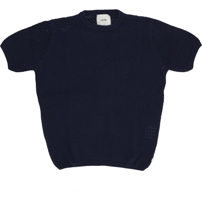 Mannen lange mouw T-shirt haak brei Tee Navy