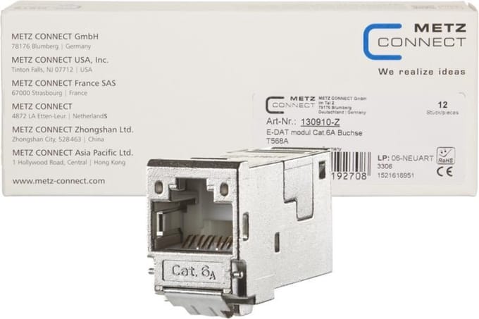 Metz Connect E-DAT modul Cat.6A 8(8) female, (12 stuks), 130910-Z