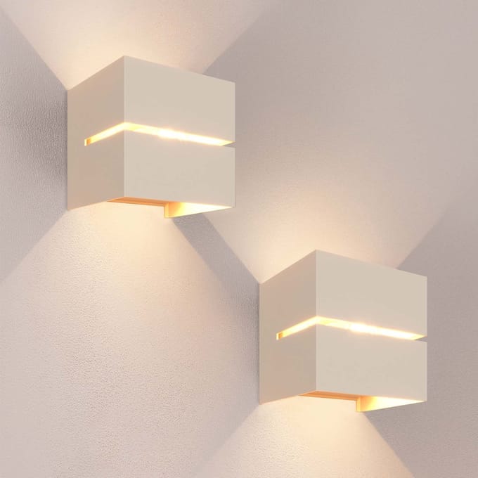 Ledvion - 2x LED Wandlamp - 3W - 3000K - IP54 - Tweezijdig - Beige - Buitenlamp