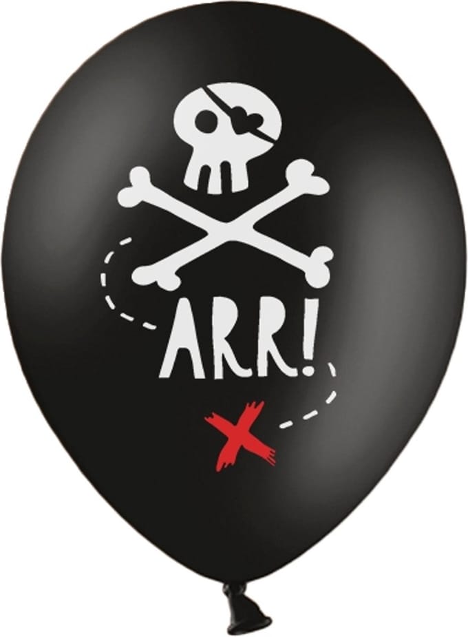 Partydeco - 6 zwarte Ballonnen Pirates Party - 30 cm