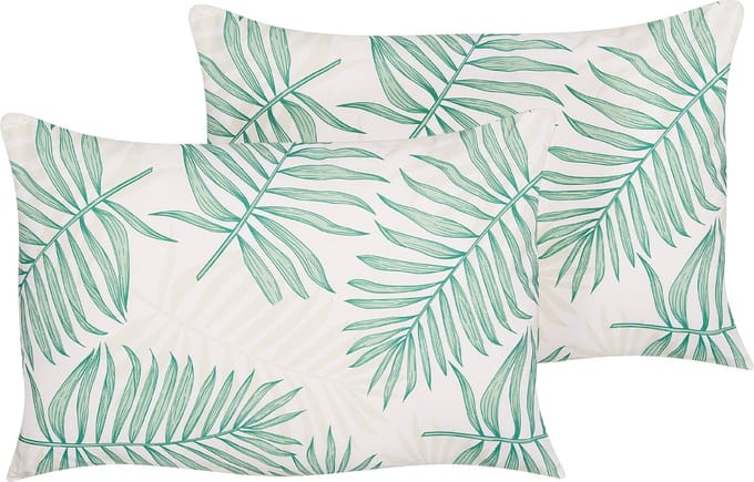 POGGIO - Tuinkussen set van 2 - Beige/ Groen - 40 x 60 cm - Polyester