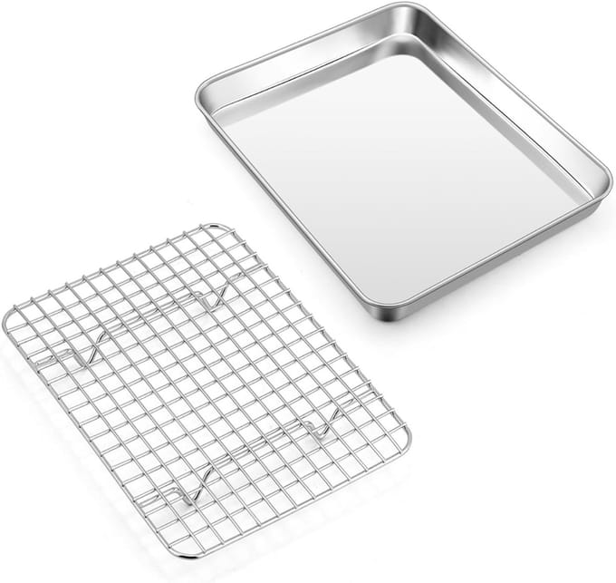 YOR® Ovenplaat - Overbakplaat - Ovenrooster - Zilver - 25cm x 19cm x 4cm