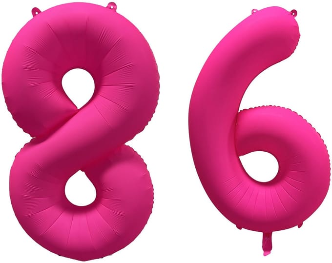 Folieballon 86 jaar - Neon Roze - 86 cm