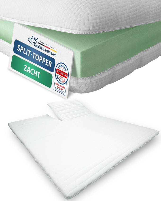 AM Qualitätsmatratzen Split topper comfortschuim - Basic topper 160 x 200 cm - Zachte & Aanpasbaar Topmatras 160x200 cm - Ook geschikt voor boxspringbedden - Made in Germany