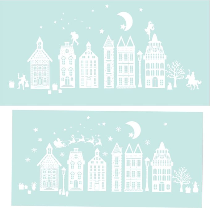 Decoratieve raam sticker sint en piet - kerst - statische herbruikbaar