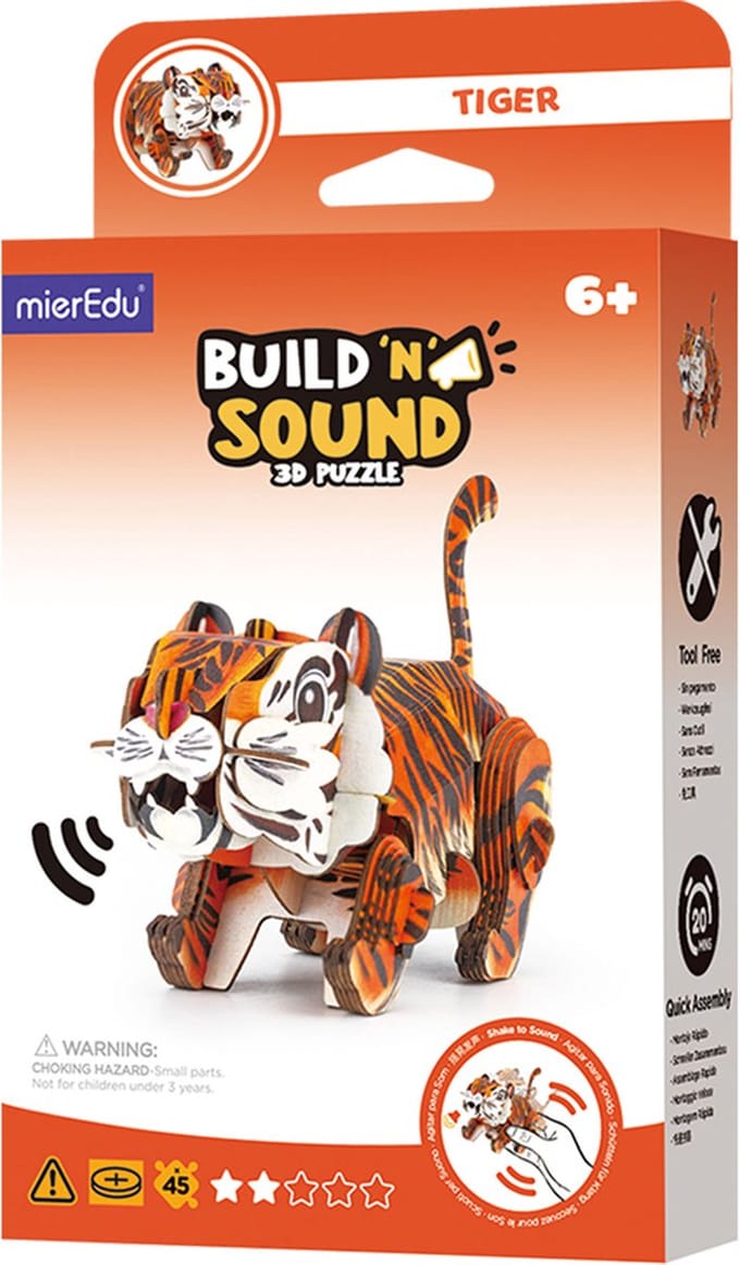 MIEREDU 3D Puzzel - Tijger - Met Geluid - 11,83X5X8,21Cm - 6 Jaar