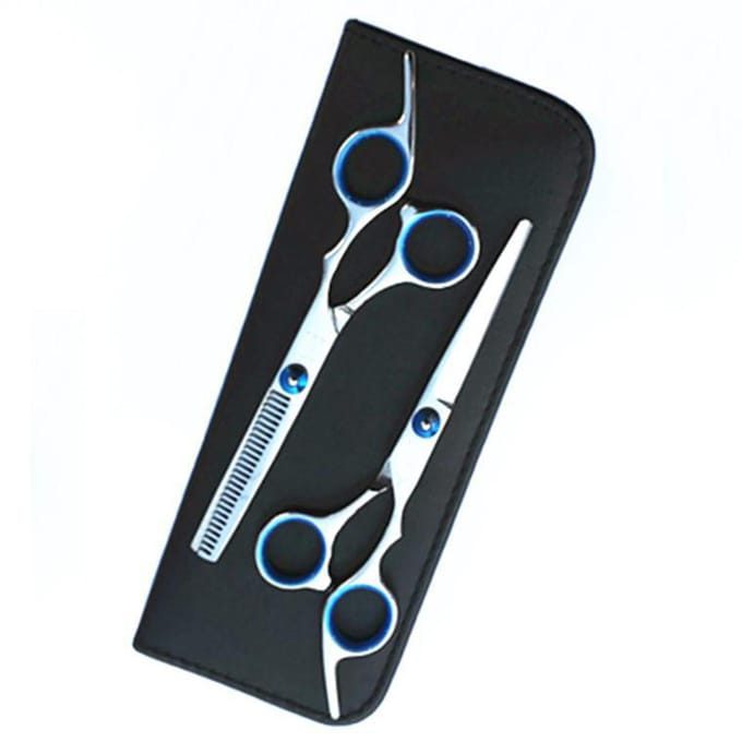 10 stuks Haarknippenset Kammen Cape Roestvrij Staal Barbershop Kappersschaar Set Blauw white