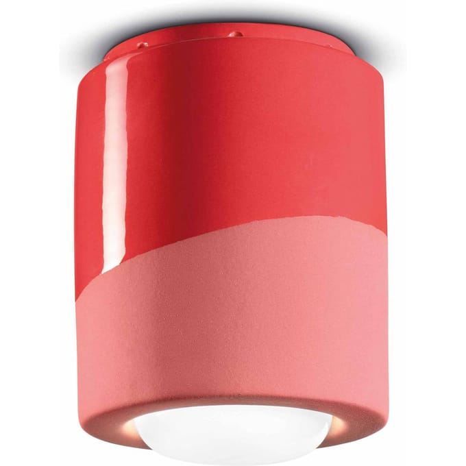 Ferroluce PI plafondlamp, cilindervormig, Ø 12,5 cm, rood