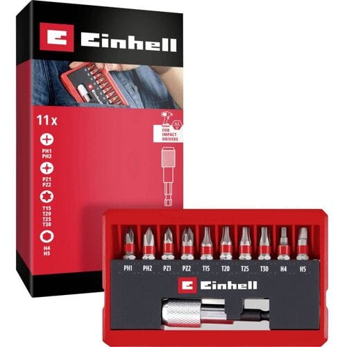 Einhell Bit Taschenbox 11tlg 118663 Bitset PH, PZ, Inbus, TX Incl. bithouder