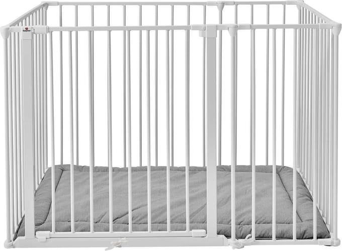 BabyDan Playpen - box - Grondbox - Rechthoek met deurtje en boxkleed - Metaal - Wit