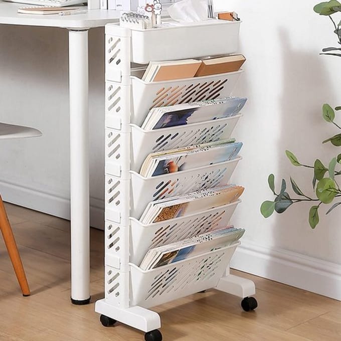 Allecto - Praktische Movable Bookshelf - 6-laags Organizer Shelf voor