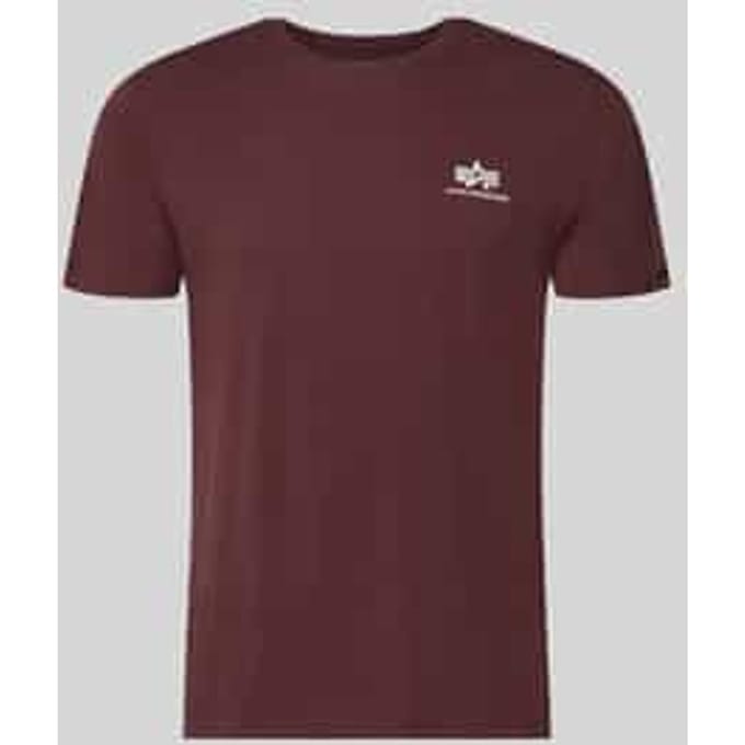 Alpha Industries T-shirt - Basic T Small Logo - S tot XXL - voor Mannen - kastanjebruin