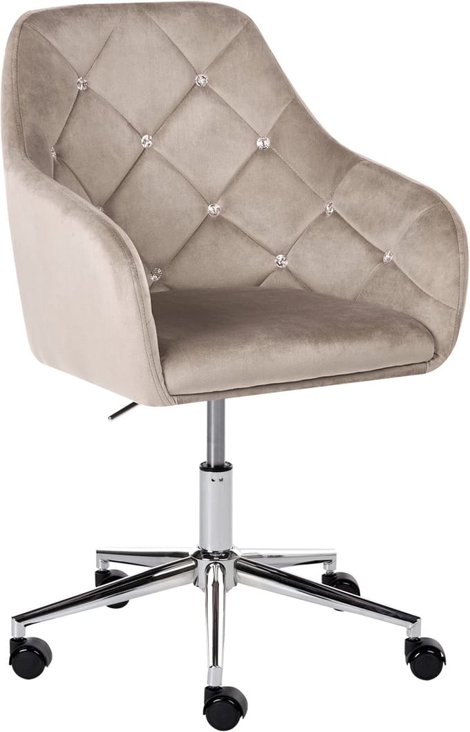 VELORIA - Bureaustoel - Beige - Fluweel