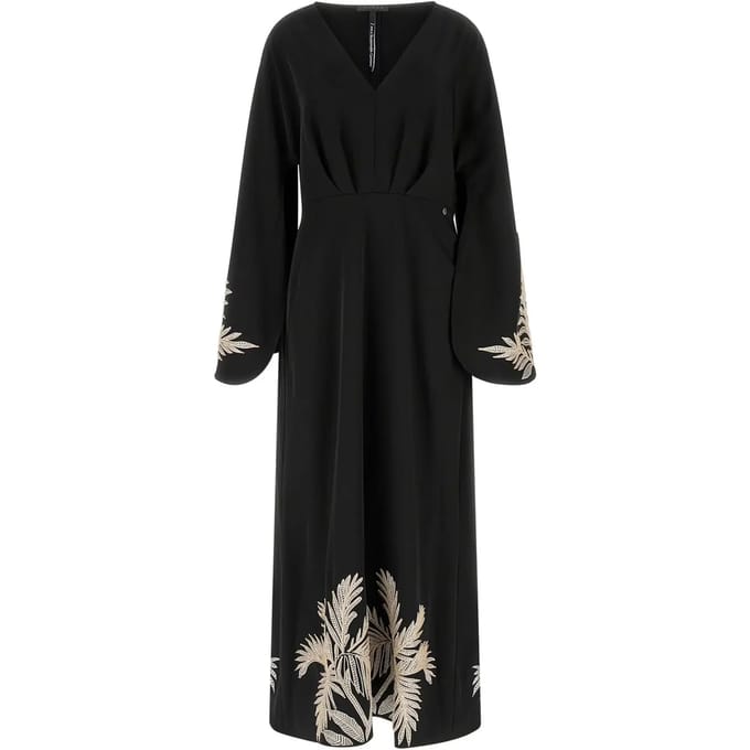 GUESS Ls Angele Long Dress Jet Black A996 Size: S | Maxi Dresses Outlet | Dames | Zwart