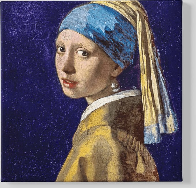Vierkant Canvas Schilderij - Meisje met de parel - 60x60x2 cm