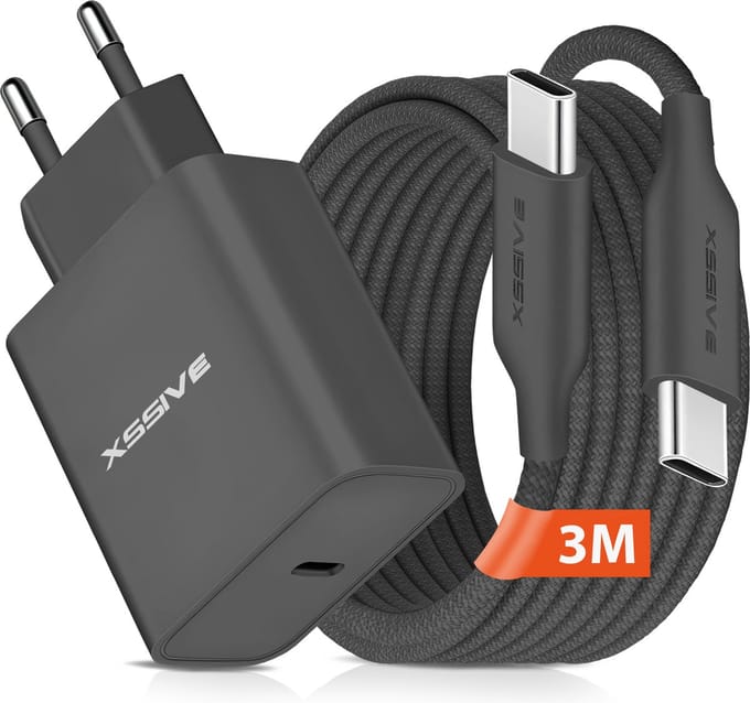 Snellader Set - 20W Power Delivery - 3 Meter - USB C naar USB C Oplader met Kabel - Xssive Origineel