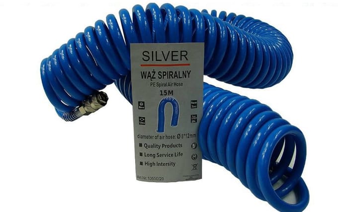 Silver Serie - Pneumatische Spiraalslang - 15m - PU - Blauw
